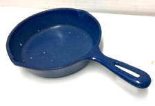 DRU Made in Holland Blue w white dots Cast Iron / Enamel Cast Iron FRYING PAN 7