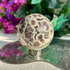 Natural green Cherry Blossom Agate Sphere Crystal Display Healing picture