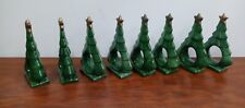 Vintage Green Glazed Ceramic Christmas Tree Napkin Holders - Set of 8 picture