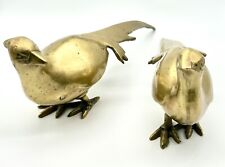 Vtg Mid Century Pair Of Brass Pheasant Figurines Birds Long Tail MCM Male Female picture