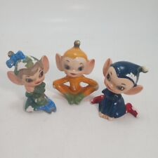 Vintage Napco C7360 Miniature Seated Girl Pixie Elves Set of 3 picture