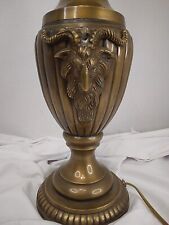 Vintage Neoclassical Hollywood Regency Rams Head Brass Lamp USED SOME PATINA  picture
