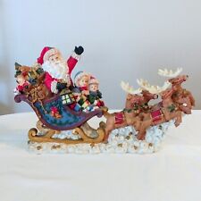 Large 17” Santa With Sleigh, Reindeer, Children, Toys To Celebrate Jesus' Birth picture