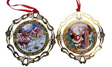 2 Levenger Christmas Ornament Collection 1995 Holiday Jolly Old St Nick Santa  picture