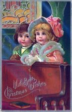CHRISTMAS - Children In Church With Best Christmas Wishes Postcard - 1912 picture