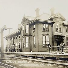 c1910 RPPC Brookfield MO - CBQ Railroad Station Train Depot Linn Co Missouri picture