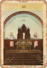 Metal Sign - New York Postcard - The chancel, First Lutheran Church, Lyons, New picture