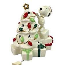 Snoopy’s' Christmas Peanuts Lenox Lighted Figurine Tree Porcelain Gold Accent picture
