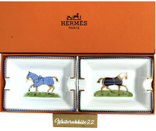 UNUSED HERMES Paris Horse Mini Ashtray Plate Dish Porcelain Cigar Tray picture