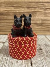 Unique TWO's Company Mt Vernon NY Scotties Scottish Terrier Trinket Box Figurine picture