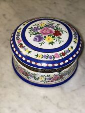Imperial Porcelain Floral Cobalt Blue Band Trinket Jewelry Box Hinged Lid Clasp  picture