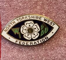 Vintage North & West Yorkshire WI Enamel Badge Women's Institute Pin G picture