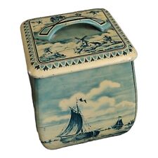 Vintage Western Germany Dutch Zaandam Holland Windmill Boats Biscuit Cookie Tin picture
