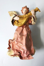 Vintage CARTAPESTA ANGEL With Mandolin italian Paper-Mache Christmas  Ornament  picture