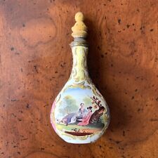 Vintage Enamel Metal Snuff Perfume Bottle Victorian Colonial Fishing Halcyon picture