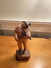 RARE VTG Anri Carved Wood Figurine On Pedestal-Man Playing The Violin picture