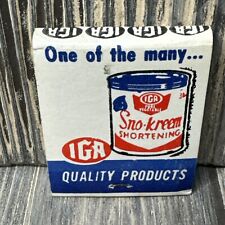 Vintage Sno-kream Shortening IGA Matchbook Advertisement picture