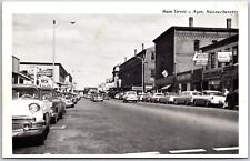 Main Street Ayer Massachusetts MA Street View Buildings Stores Cars Postcard picture
