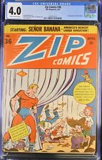 Zip Comics #36 CGC VG 4.0 1st Appearance Senor Banana Archie 1943 picture