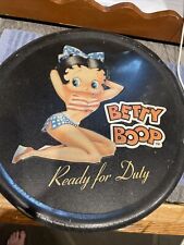 1998  BETTY BOOP Tin Tray King Features Ready For Duty Metal Sign 12” Vintage picture