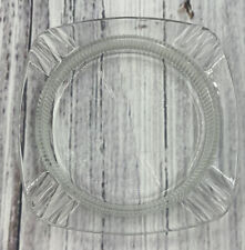 Vintage Clear Etched Floral Ashtray Square Small MCM picture