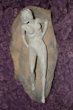 Nude Woman Reclining Sculpture Plaster Stone Clay MCM Decor OOAK Hecho en Mexico picture