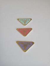 Lot Of 3  38mm Prada Logo Triangle with trim Gold tone Button  Zipperpull picture