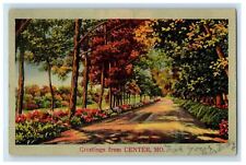1947 Greetings From Center Missouri MO, Road And Trees Posted Vintage Postcard picture