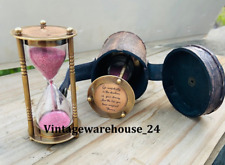 Antique Brass Hourglass Vintage Nautical Go Confidently Sand Timer Mini Hourglas picture