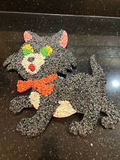 Vintage Melted Popcorn Plastic Decoration - Halloween - Black Cat cracked on￼ picture