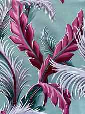 30's Art Deco Hawaiiana in Miami Beach Seafood Purples Barkcloth Vintage Fabric picture