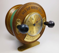 Vintage 1977 Oak Bay Marine Group Canada Fishiing Reel Clock Trophy by Peetz. picture