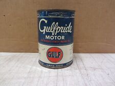 VTG EMPTY 1 QUART GULF GULFPRIDE MOTOR OIL METAL TAMPER-PROOF 1940's CARS CAN picture