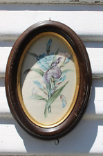 Vintage Wooden Oval Frame Floral Iris Fabric Print Florence, Italy picture