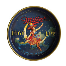 Miller High Life Metal Tin Tray Serving Beer Girl Maid Moon 303 WI 12