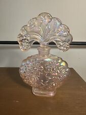 Fenton Pink Iridescent Carnival glass ornate floral perfume bottle picture
