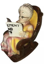 Vintage Ceramic GRANNY In  ROCKING CHAIR RETIREMENT FUND BANK / Figurine picture