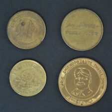 3 Vintage Game Tokens & 1 Auto Thrill Show Medal, Me-n-Willys Pizza, Namco A1641 picture