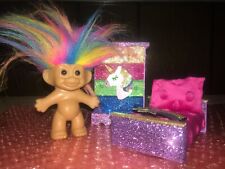 Russ Unicorn / Rainbow / Star Troll Doll Display,  w/ Bedroom Set   picture