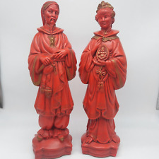 2 MCM Chinese God & Quan Kwan Yin Goddess Holding Buddha Statue Figures 15.5” picture