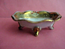 NIPPON HAND PAINTED OVAL FOOTED CHINA OPEN SALT CELLAR w/GOLD EMBOSSING in BOWL picture