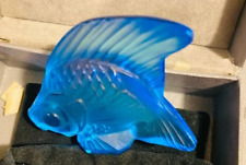 Lalique Crystal Turquoise Angel Fish Figurine MINT Genuine France Poisson Glass picture