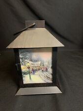 Thomas Kinkade Indoor Flameless Candle Lantern Christmas Village LED Bronze 7” picture