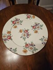 Camp MacKenzie-Childs 1995 Off White Enamel  Round Floral Roses Tray Platter 16