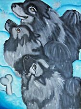 Keeshond Collectible 4x6 Art Print of Painting Signed by Artist KSams Winter picture