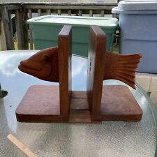 Vintage Fish Book Ends Wood 60s picture