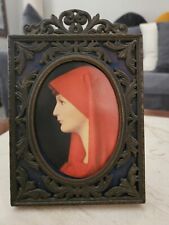 Vtg Jacques Henner St Fabiola Metal Framed Mini Print Souvenir Italy Roman Nurse picture