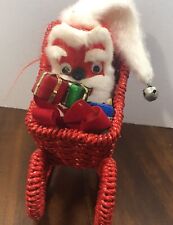 Vintage Fuzzy Christmas Plush Santa Guy In Sled Woolworth’s 25 Cents Kitsch picture
