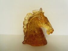 Amber Glass Ornate Horse Head Decorative Figurine Bookend 43/4