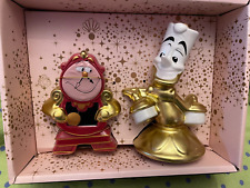 Disney Beauty & the Beast Cogsworth & Lumiere Salt And Pepper Shakers NEW picture